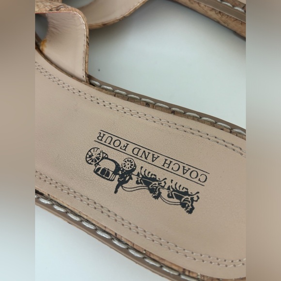 COACH AND FOUR VINTAGE CORK HEELED SANDALS FLIP FLOPS SZ 9.5 - Picture 6 of 7